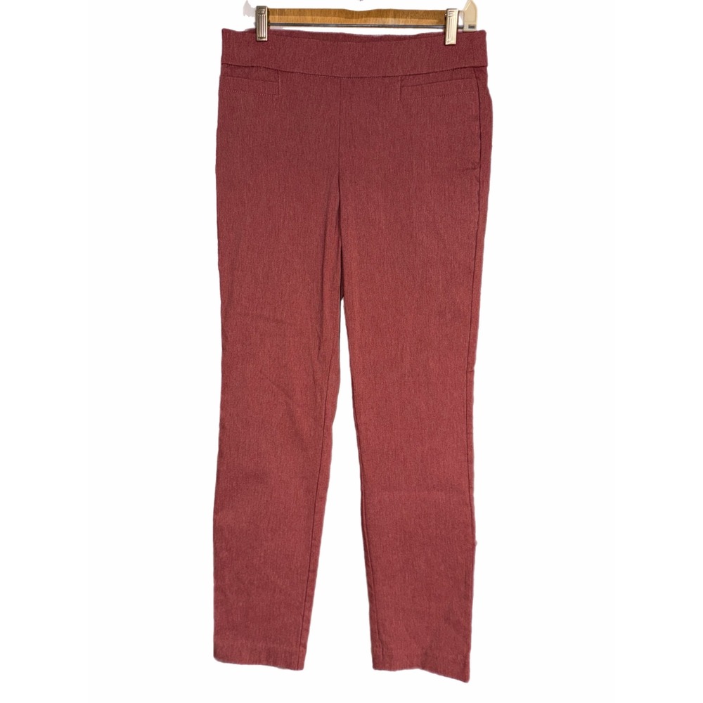 Kim Rogers Womens Burgundy Heathered Pull On Straight Leg Dress Pants Size 8